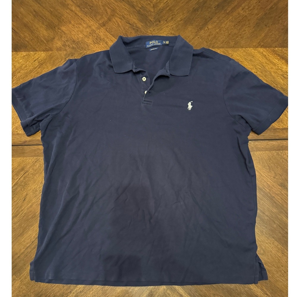 Polo Ralph Lauren Navy‎ Blue Classic Fit Polo Shirt Mens XL |W1